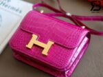 Túi Hermes Constance Mini 18 Hồng Rose Mexico Shiny Alligator GHW Khâu Tay Best Quality