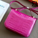 Túi Hermes Constance Mini 18 Hồng Rose Mexico Shiny Alligator GHW Khâu Tay Best Quality