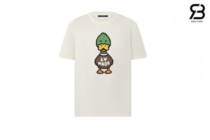 Áo Thun LV X Nigo Intarsia Jacquard Duck Short Sleeved Crewneck Messi Best Quality