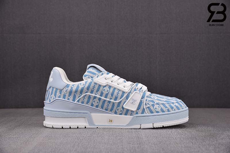 Giày Louis Vuitton Trainer Blue Stripe Monogram Best Quality