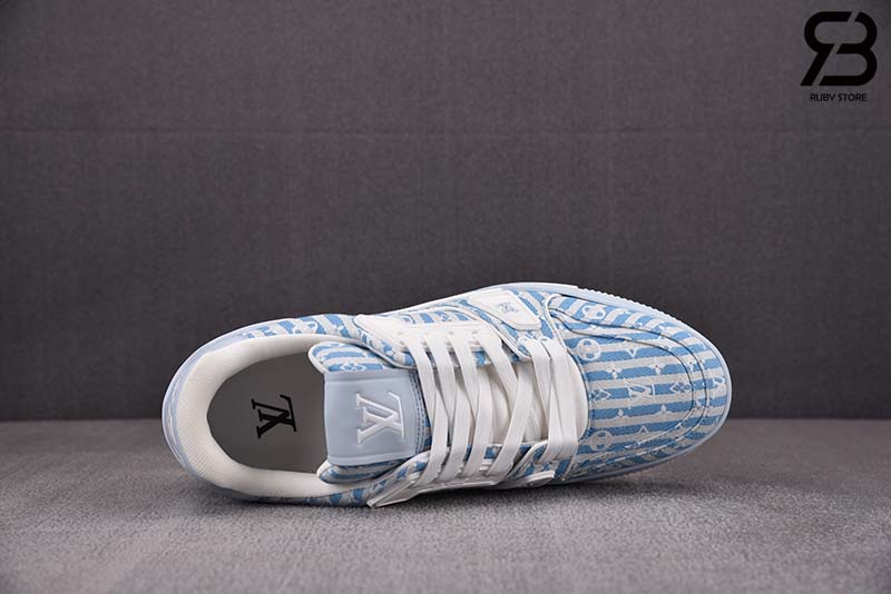 Giày Louis Vuitton Trainer Blue Stripe Monogram Best Quality