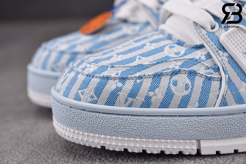 Giày Louis Vuitton Trainer Blue Stripe Monogram Best Quality