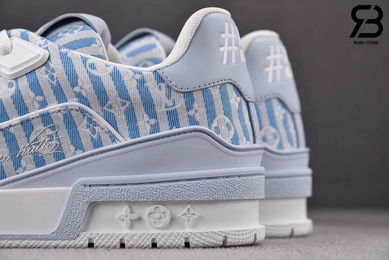 Giày Louis Vuitton Trainer Blue Stripe Monogram Best Quality