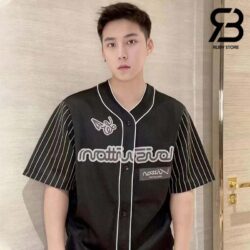 Áo LV Baseball Shirt Black Best Quality