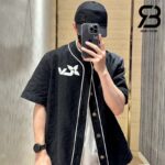 Áo LV Monogram Short-Sleeved Denim Shirt Best Quality