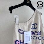 Áo Chanel Jennie 23SS Mini Dress Tweed White Multicolor Best Quality