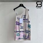 Áo Chanel Jennie 23SS Mini Dress Tweed White Multicolor Best Quality