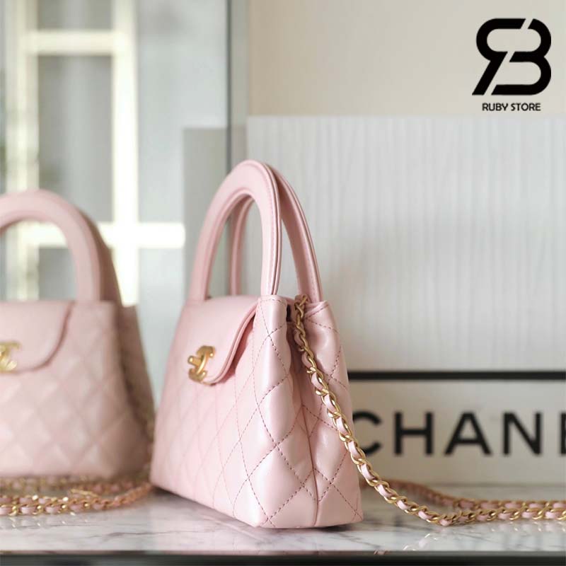 Túi Chanel Kelly 2023 Mini Shopping Bag Màu Hồng Sakura Da Calfskin Best Quality 