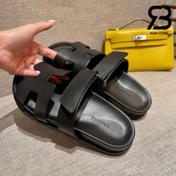 Dép Hermes Chypre Sandal Đen Calfskain Best Quality