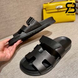 Dép Hermes Chypre Sandal Đen Calfskain Best Quality