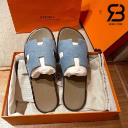 Dép Hermes Izmir Sandal Bicolor Xanh Xám Denim Sole Best Quality