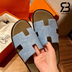 Dép Hermes Izmir Sandal Bicolor Xanh Xám Denim Sole Best Quality