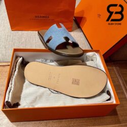 Dép Hermes Izmir Sandal Bicolor Xanh Xám Denim Sole Best Quality