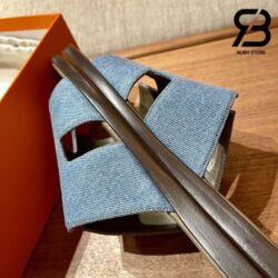 Dép Hermes Izmir Sandal Bicolor Xanh Xám Denim Sole Best Quality