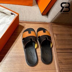 Dép Hermes Izmir Sandal Bicolor Noir And Gold Calfskin Best Quality