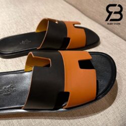 Dép Hermes Izmir Sandal Bicolor Noir And Gold Calfskin Best Quality