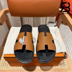 Dép Hermes Izmir Sandal Đen Nâu Epsom Sole Best Quality