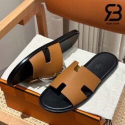 Dép Hermes Izmir Sandal Đen Nâu Epsom Sole Best Quality