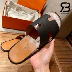 Dép Hermes Izmir Sandal Đen Nâu Epsom Best Quality