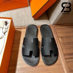 Dép Hermes Izmir Sandal Đen Noir Epsom Best Quality