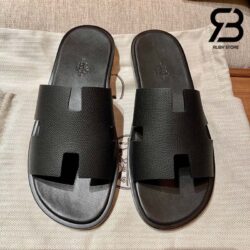 Dép Hermes Izmir Sandal Đen Noir Epsom Best Quality