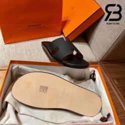 Dép Hermes Izmir Sandal Đen Noir Epsom Best Quality