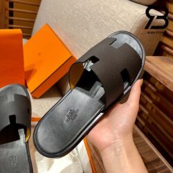 Dép Hermes Izmir Sandal Đen Noir Epsom Best Quality