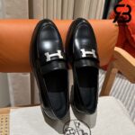 Giày Hermes Faubourg Loafer Đen Noir Calfskin Natural Best Quality
