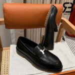 Giày Hermes Faubourg Loafer Đen Noir Calfskin Natural Best Quality