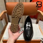 Giày Hermes Faubourg Loafer Đen Noir Calfskin Natural Best Quality