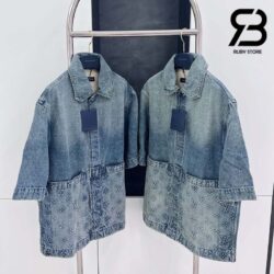 Áo LV Short-Sleeved Denim Workwear Shirt Best Quality