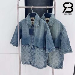 Áo LV Short-Sleeved Denim Workwear Shirt Best Quality