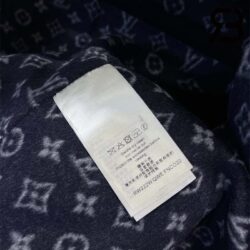Áo LV Signature Double Face Hooded Wrap Coat Petrole Blue Best Quality
