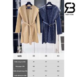 Áo LV Signature Double Face Hooded Wrap Coat Petrole Blue Best Quality