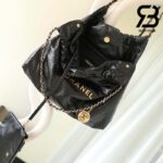 Túi Chanel 22 Medium Handbag Đen Logo Vàng Da Bê GHW 39CM Best Quality