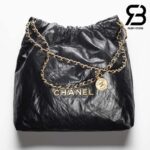 Túi Chanel 22 Medium Handbag Đen Logo Vàng Da Bê GHW 39CM Best Quality