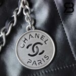 Túi Chanel 22 Medium Handbag Đen Logo Bạc Da Bê SHW 38CM Best Quality