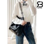 Túi Chanel 22 Medium Handbag Đen Logo Bạc Da Bê SHW 38CM Best Quality