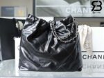 Túi Chanel 22 Medium Handbag Đen Logo Bạc Da Bê SHW 38CM Best Quality