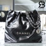 Túi Chanel 22 Small Handbag Đen Logo Bạc Da Bê SHW 34CM Best Quality