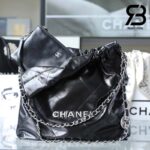 Túi Chanel 22 Small Handbag Đen Logo Bạc Da Bê SHW 34CM Best Quality