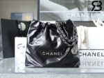Túi Chanel 22 Small Handbag Đen Logo Bạc Da Bê SHW 34CM Best Quality