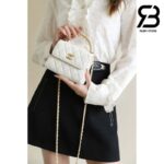 Túi Chanel 23 Diamond Pearl Top Handle Clutch With Chain Trắng Best Quality
