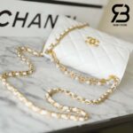 Túi Chanel 23 Diamond Pearl Top Handle Clutch With Chain Trắng Best Quality