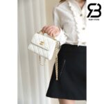 Túi Chanel 23 Diamond Pearl Top Handle Clutch With Chain Trắng Best Quality