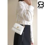 Túi Chanel 23 Diamond Pearl Top Handle Clutch With Chain Trắng Best Quality