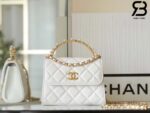 Túi Chanel 23 Diamond Pearl Top Handle Clutch With Chain Trắng Best Quality