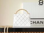 Túi Chanel 23 Diamond Pearl Top Handle Clutch With Chain Trắng Best Quality