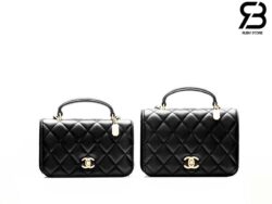 Túi Chanel 23B Flap Bag With Top Handle Màu Đen Caviar 21CM Best Quality