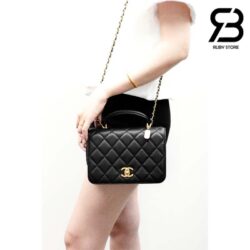 Túi Chanel 23B Flap Bag With Top Handle Màu Đen Caviar 21CM Best Quality